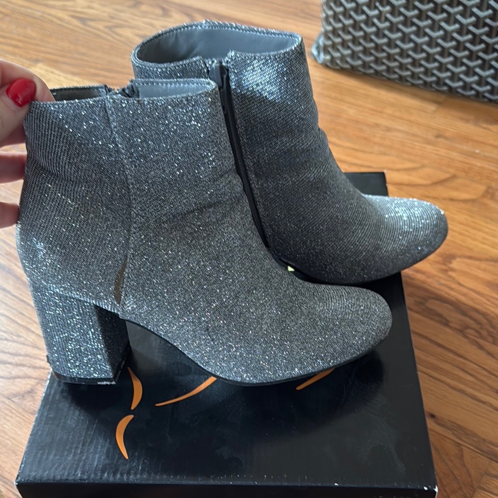 Silver Glitter Ankle Boots
